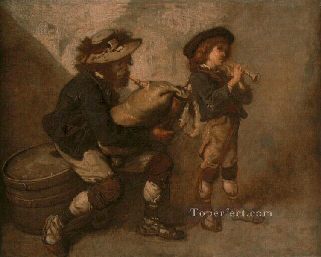 ピフェラロと息子フィス フィギュア画家 Thomas Couture油絵